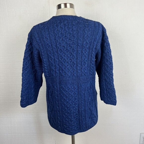 Kilronan Knitwear Cardigan M Womens Blue Button Front 3/4 Sleeves Merino Wool - Picture 3 of 8